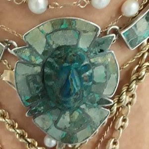 925 vintage native jade/turquoise necklace.